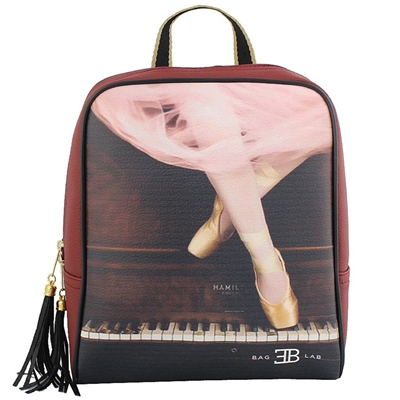 Σακίδια πλάτης με print ballet & piano Μπορντώ μπορντώ