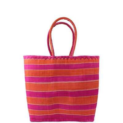 Τσάντες θαλάσσης σε small μέγεθος με multicolor ρίγες Φούξια φούξια