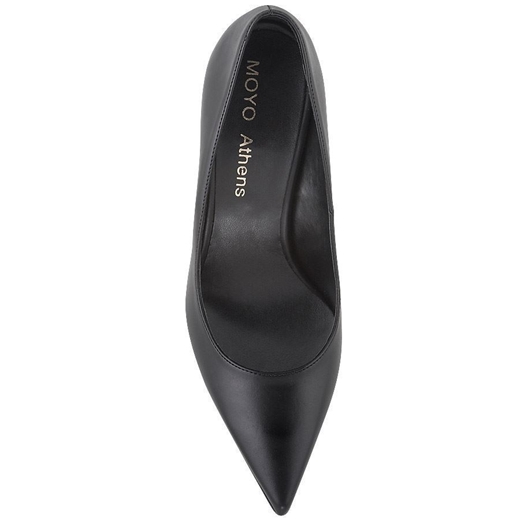 Εικόνα της Γυναικείες γόβες μυτερές Ελληνικής κατασκευής με χαμηλό τακούνι Μαύρο