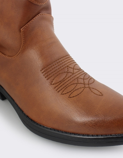 Εικόνα της Μονόχρωμα cowboy μποτάκια χαμηλά με κρόσσια Ταμπά