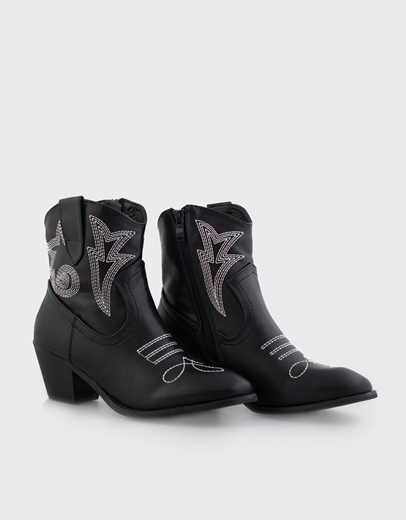 Εικόνα της Cowboy χαμηλά μποτάκια με κεντητό σχέδιο Μαύρο