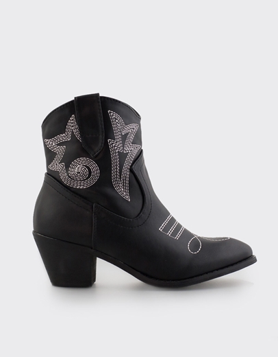 Εικόνα της Cowboy χαμηλά μποτάκια με κεντητό σχέδιο Μαύρο