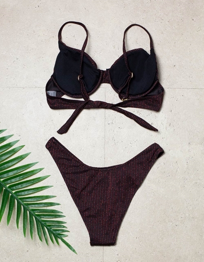 Εικόνα της Γυναικεία μαγιό σετ μπικίνι με μπανέλα Κόκκινο