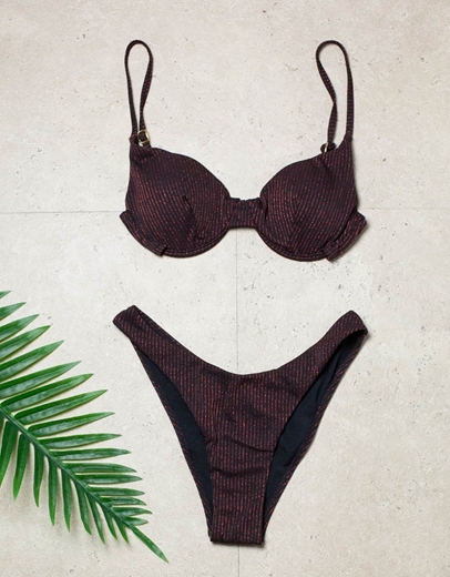 Εικόνα της Γυναικεία μαγιό σετ μπικίνι με μπανέλα Κόκκινο