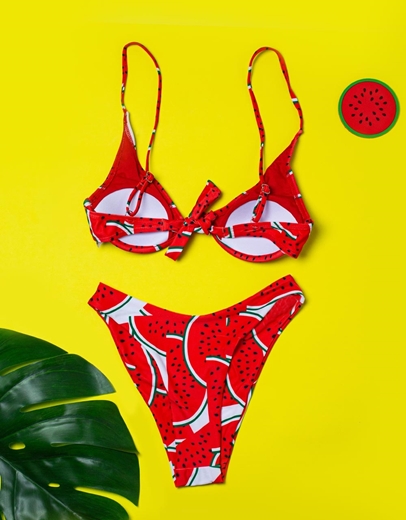 Εικόνα της Γυναικεία μαγιό σετ μπικίνι με σχέδια Κόκκινο/Λευκό
