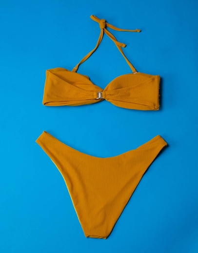 Εικόνα της Γυναικεία μαγιό σετ μπικίνι ριπ Κάμελ