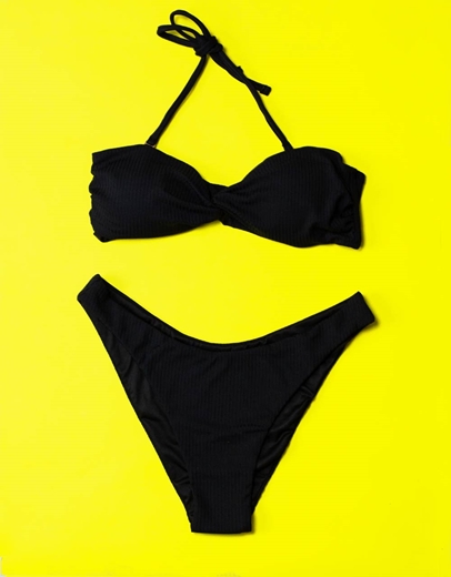 Εικόνα της Γυναικεία μαγιό σετ μπικίνι ριπ Μαύρο
