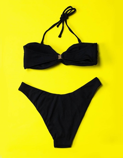 Εικόνα της Γυναικεία μαγιό σετ μπικίνι ριπ Μαύρο