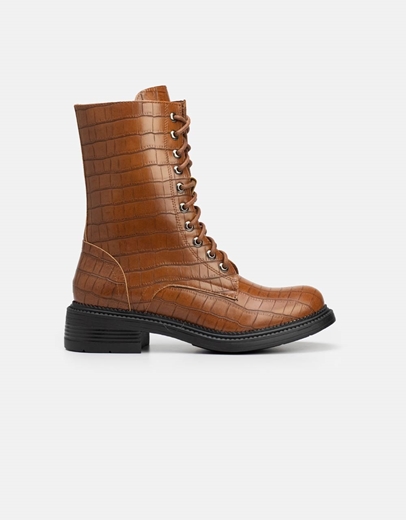 Εικόνα της Μονόχρωμα μποτάκια με μοτίβο και φερμουάρ Ταμπά