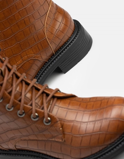 Εικόνα της Μονόχρωμα μποτάκια με μοτίβο και φερμουάρ Ταμπά