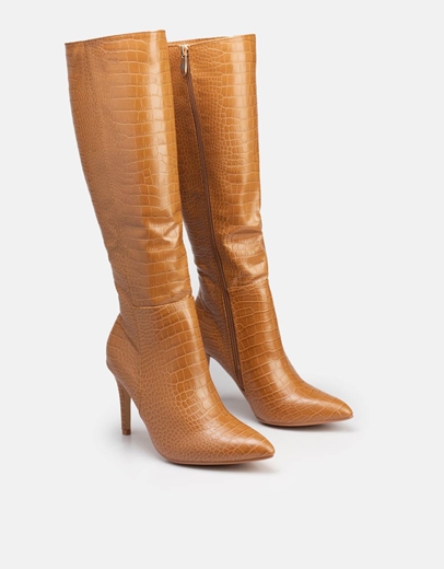 Εικόνα της Γυναικείες μπότες κροκό με λεπτό τακούνι Ταμπά