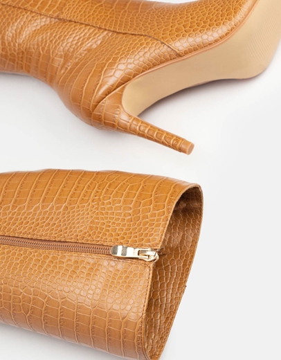 Εικόνα της Γυναικείες μπότες κροκό με λεπτό τακούνι Ταμπά