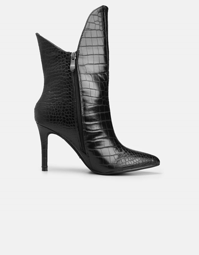 Εικόνα της Μυτερά μονόχρωμα μποτάκια με λεπτό τακούνι Μαύρο