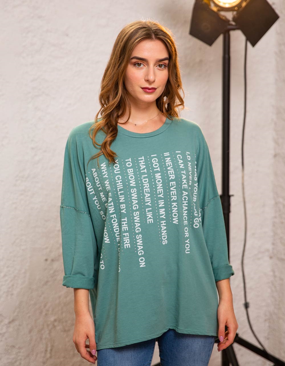 Εικόνα από Γυναικεία μπλούζα με σχέδια Τιρκουάζ