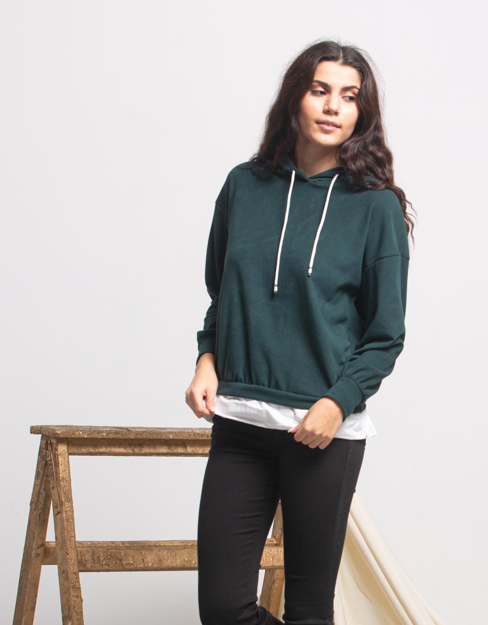 Εικόνα από Γυναικεία μπλούζα με κουκούλα Πράσινο
