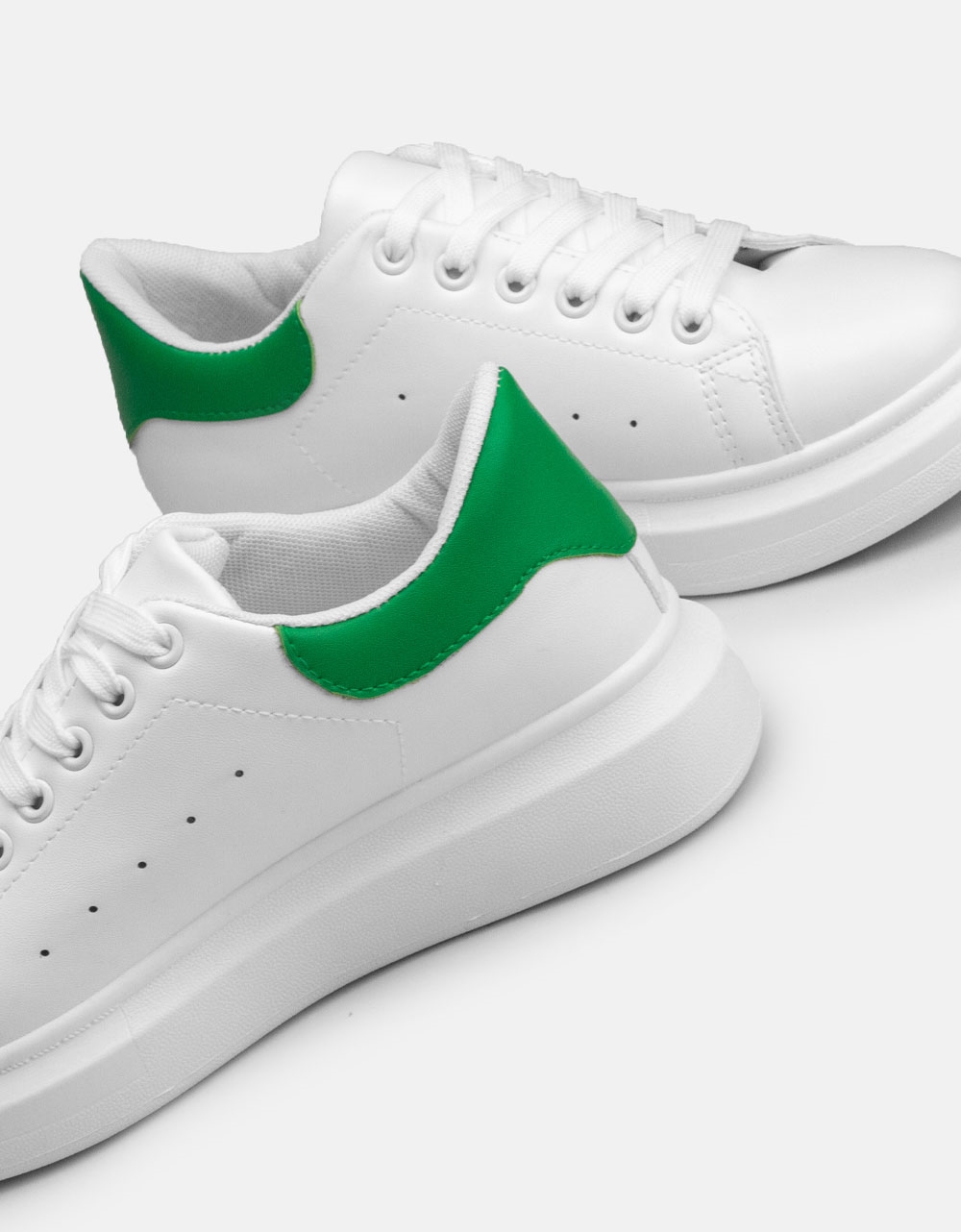 Εικόνα από Γυναικεία sneakers με διπλή σόλα και διχρωμία Λευκό/Πράσινο