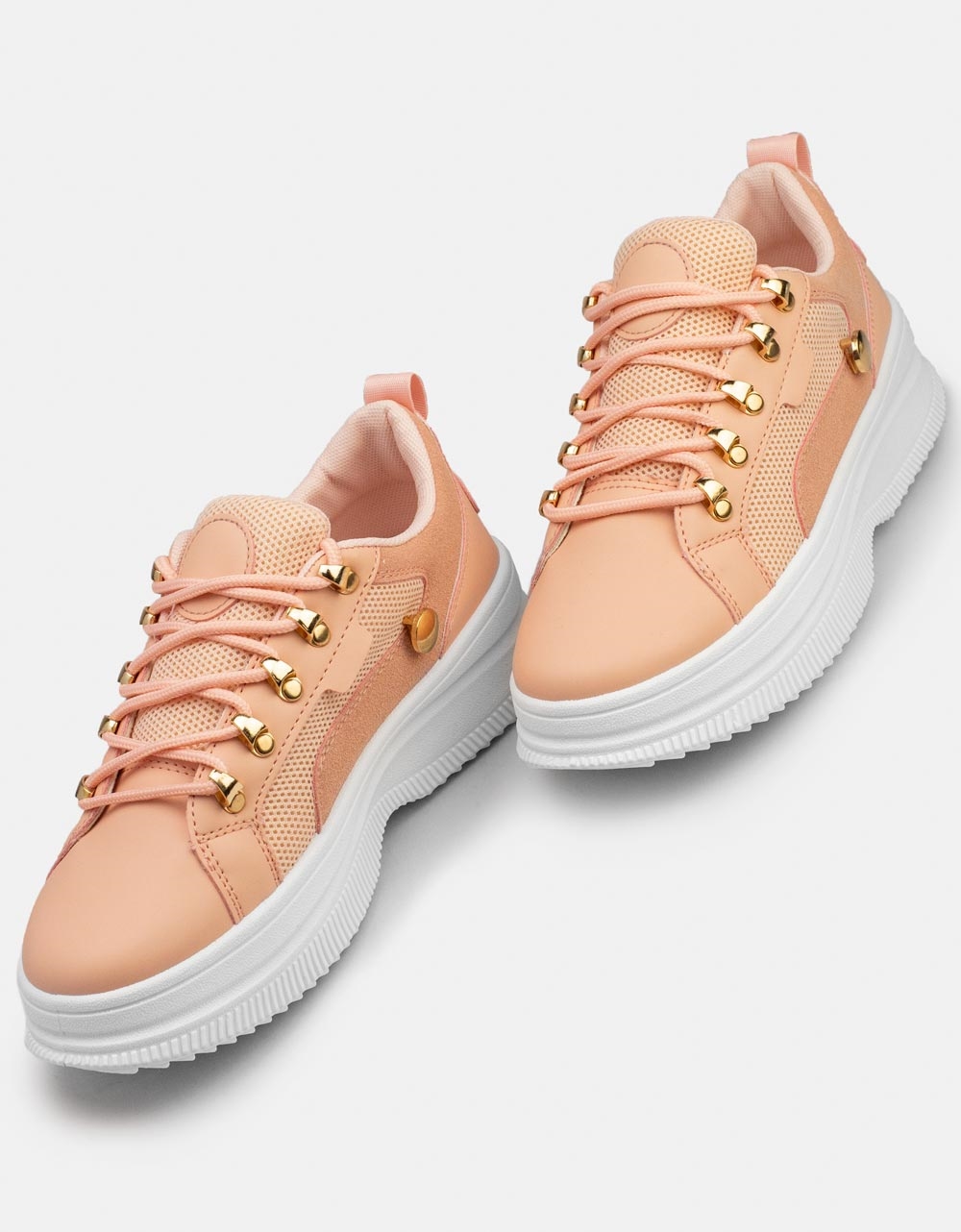 Εικόνα από Γυναικεία sneakers basic με διάτρητο σχέδιο Ροζ