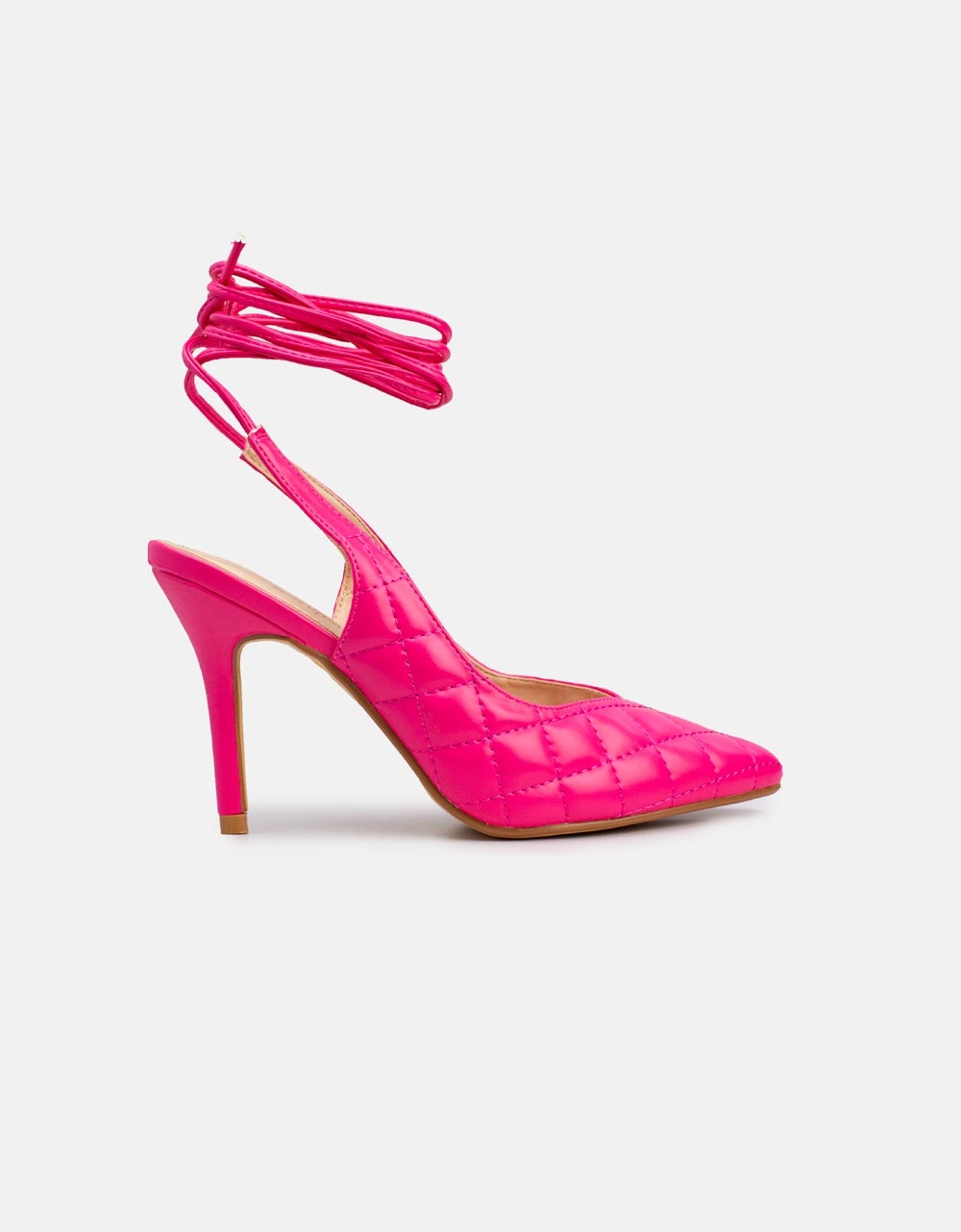 Εικόνα από Γυναικείες γόβες lace up καπιτονέ Φούξια