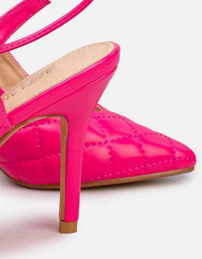 Εικόνα της Γυναικείες γόβες lace up καπιτονέ Φούξια