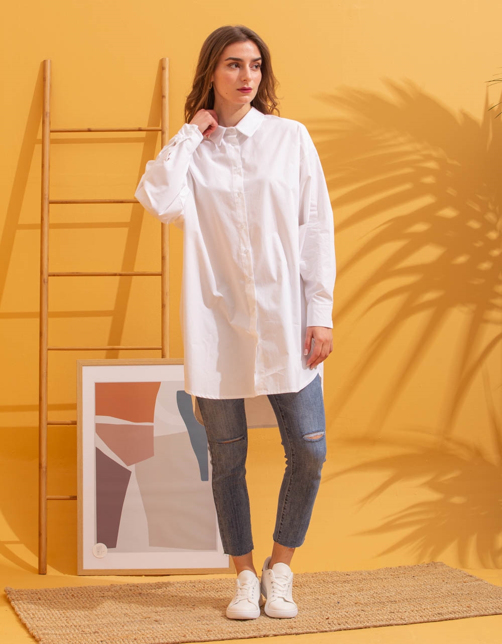 Εικόνα από Γυναικείο πουκάμισο oversized Λευκό