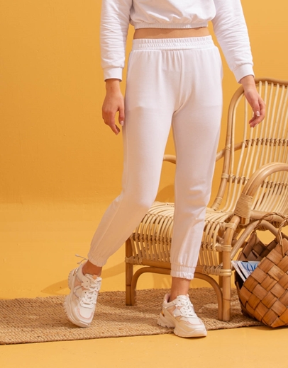 Εικόνα της Αθλητικό σετ φόρμα και crop μπλουζάκι Λευκό