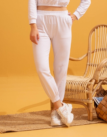 Εικόνα της Αθλητικό σετ φόρμα και crop μπλουζάκι Λευκό