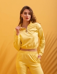 Εικόνα από Αθλητικό σετ φόρμα και crop μπλουζάκι Κίτρινο