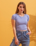 Εικόνα από Μονόχρωμο basic crop top Μπλε