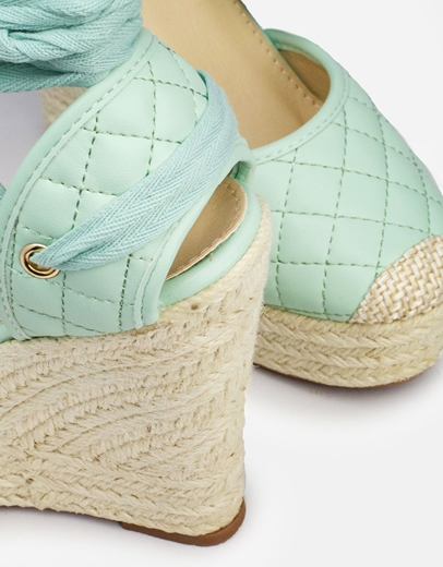 Εικόνα της Γυναικείες πλατφόρμες lace up με καπιτονέ σχέδιο Πράσινο