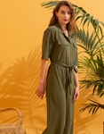 Εικόνα από Γυναικεία ολόσωμη φόρμα με ζωνάκι Πράσινο