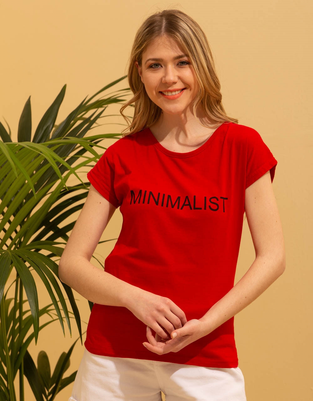 Εικόνα από Βαμβακερό t-shirt με στάμπα Κόκκινο
