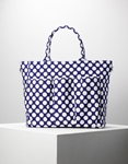Εικόνα από Γυναικεία τσάντα χειρός σε πουά σχέδιο Λευκό/Μπλε