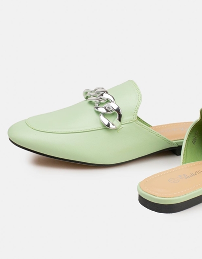 Εικόνα της Γυναικεία mules με oversized αλυσίδα Πράσινο
