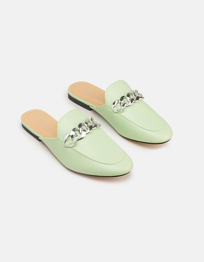 Εικόνα της Γυναικεία mules με oversized αλυσίδα Πράσινο