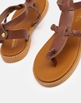 Εικόνα από Γυναικεία σανδάλια Ελληνικής κατασκευής από γνήσιο δέρμα με κοτσιδάκι Καφέ