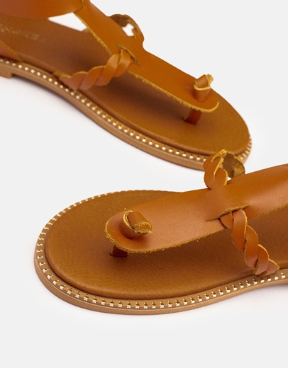 Εικόνα της Γυναικεία σανδάλια Ελληνικής κατασκευής από γνήσιο δέρμα με κοτσιδάκι Ταμπά