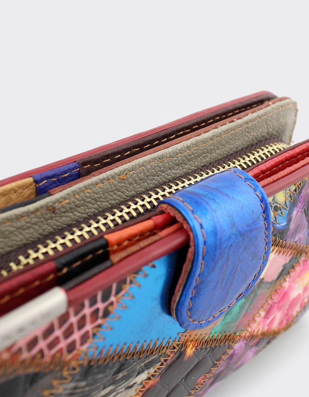 Εικόνα από Δερμάτινο πορτοφόλι με διακοσμητικές ραφές Multi