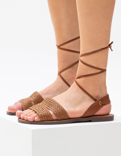 Εικόνα της Γυναικεία σανδάλια lace up Ταμπά
