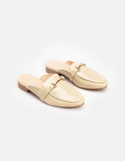 Εικόνα της Γυναικεία mules με κροκό σχέδιο Μπεζ
