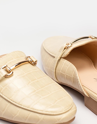 Εικόνα της Γυναικεία mules με κροκό σχέδιο Μπεζ