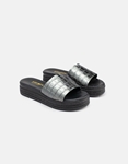 Εικόνα από Δερμάτινα σανδάλια flatforms με μοτίβο Γκρι