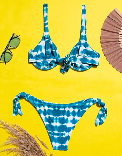 Εικόνα της Γυναικεία μαγιό σετ μπικίνι σε συνδυασμούς χρωμάτων Μπλε