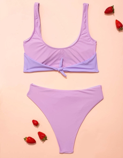 Εικόνα της Γυναικεία μαγιό σετ μπικίνι με διχρωμία Μωβ