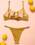 Εικόνα από Γυναικεία μαγιό σετ μπικίνι Velvet με κρίκο Κίτρινο