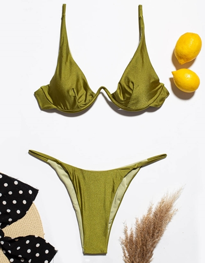 Εικόνα της Γυναικεία μαγιό σετ μπικίνι με κορδονάκι Πράσινο