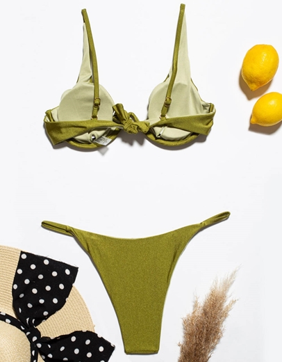 Εικόνα της Γυναικεία μαγιό σετ μπικίνι με κορδονάκι Πράσινο