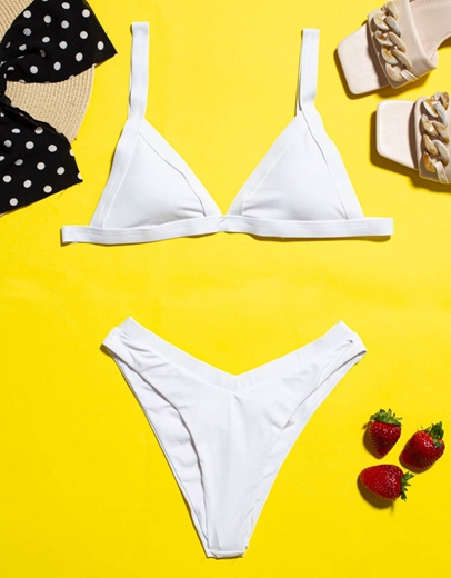Εικόνα της Γυναικεία μαγιό σετ μπικίνι με V slip Λευκό