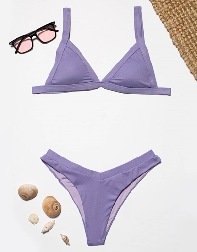 Εικόνα της Γυναικεία μαγιό σετ μπικίνι με V slip Λιλά