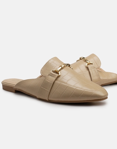 Εικόνα της Γυναικεία mules με κροκό σχέδιο Μπεζ