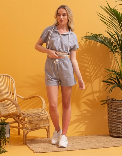 Εικόνα της Σετ crop top και σορτς Γκρι